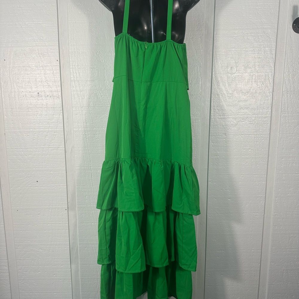Misa Hylton for INC Green High Neck Spaghetti Strap Tiered Dress Size Small NWOT - Picture 7 of 10